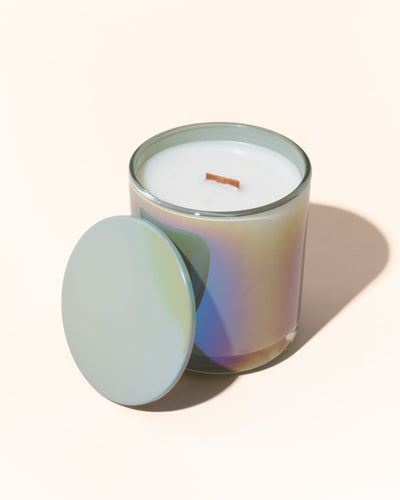 thin metal candle lid - iridescent sage - the stash