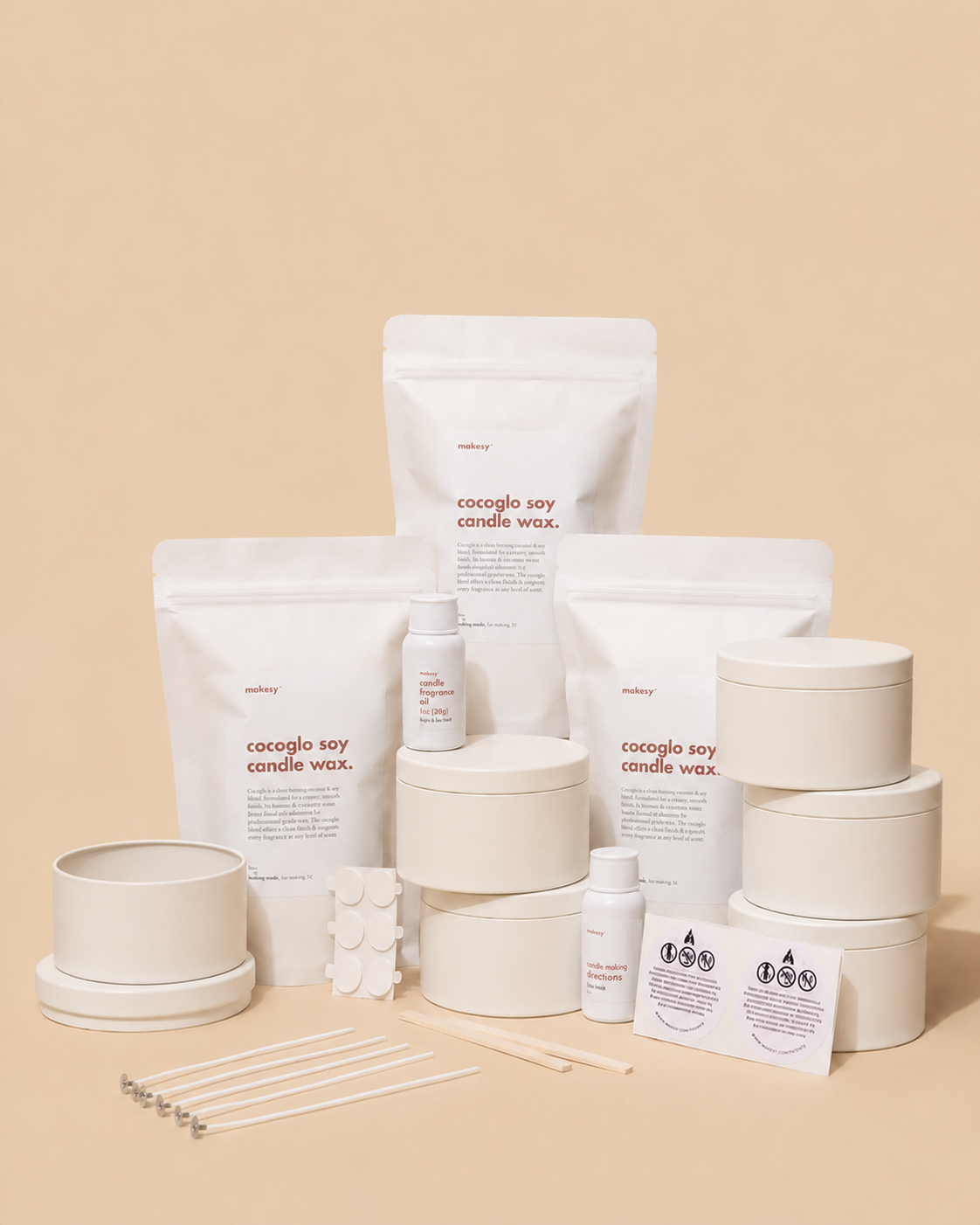 starter candle making kit - 5oz metal tin & lid