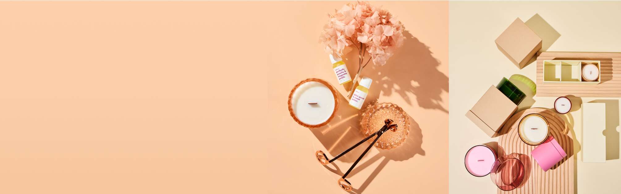 candle vessels, candle packaging, fragrance oils with flowers