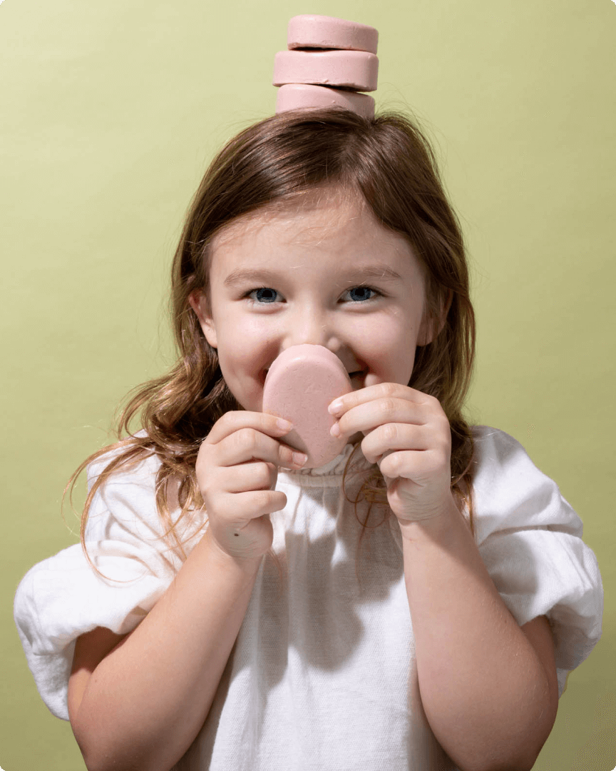 baby holding diy soap