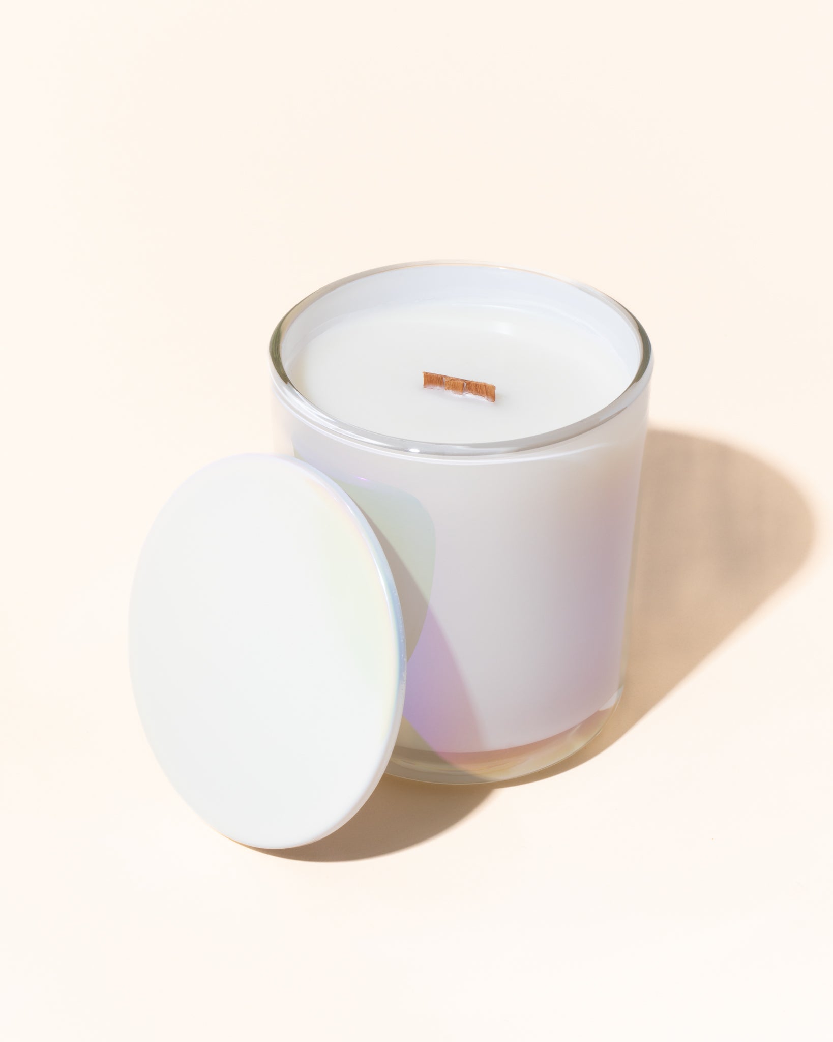 Iridescent White Candle Jar