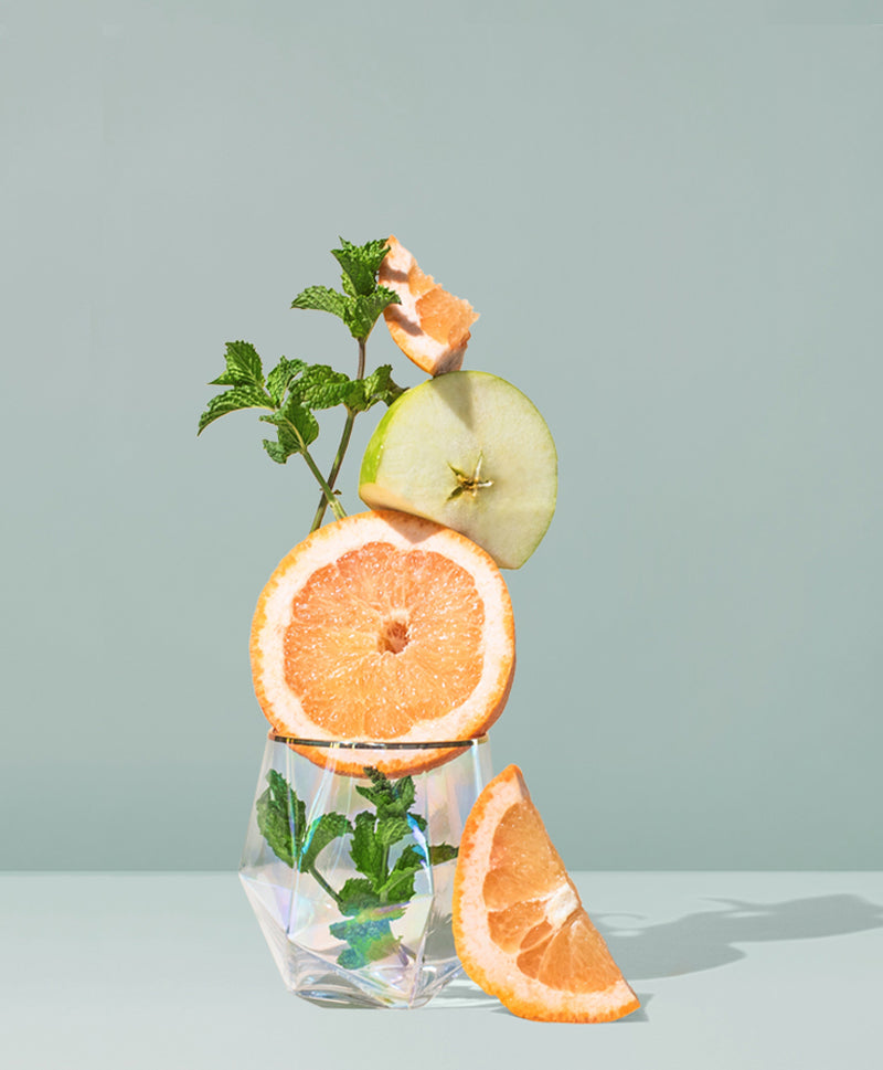 grapefruit & mint leaves