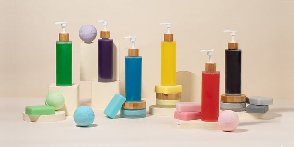 shampoo, beauty & bath recipes using skin safe eco dyes.