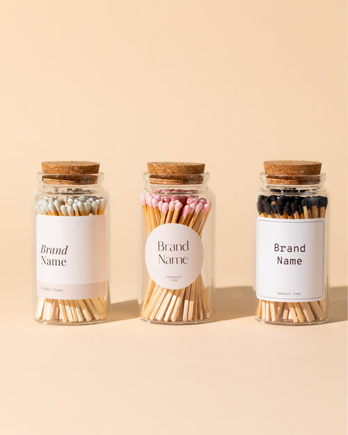 pink tip 4in wooden matches with jar