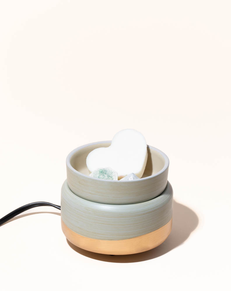 2-in-1 ceramic candle warmer - matte sage - the stash