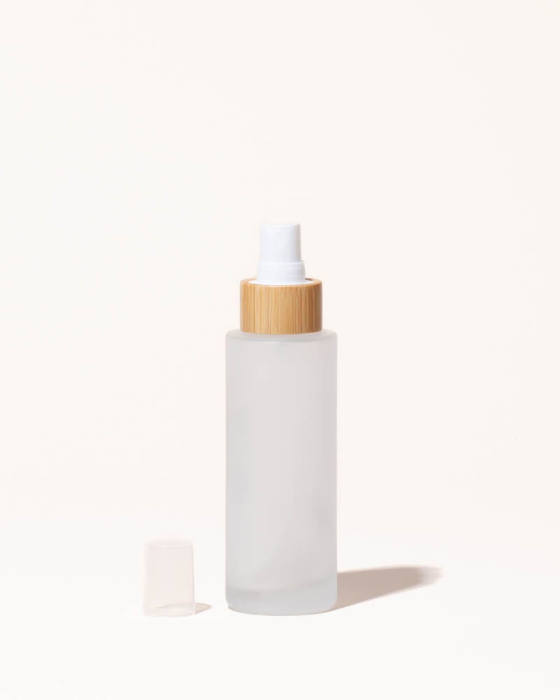 3.4 oz / 100 ml frosted glass & bamboo spray bottle