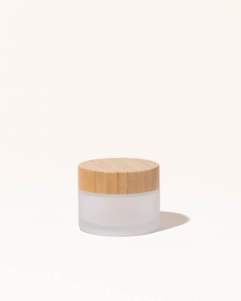 1.7 oz / 50 ml frosted glass & bamboo jar
