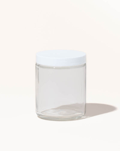 9 oz / 266 ml clear jar with smooth white lid - Makesy