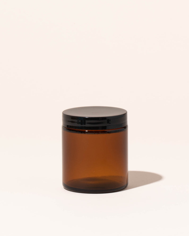 4 oz / 118 ml amber jar with smooth black lid