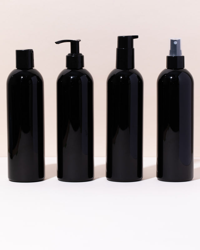 12oz black gloss pet bottle & fine mist sprayer - Makesy