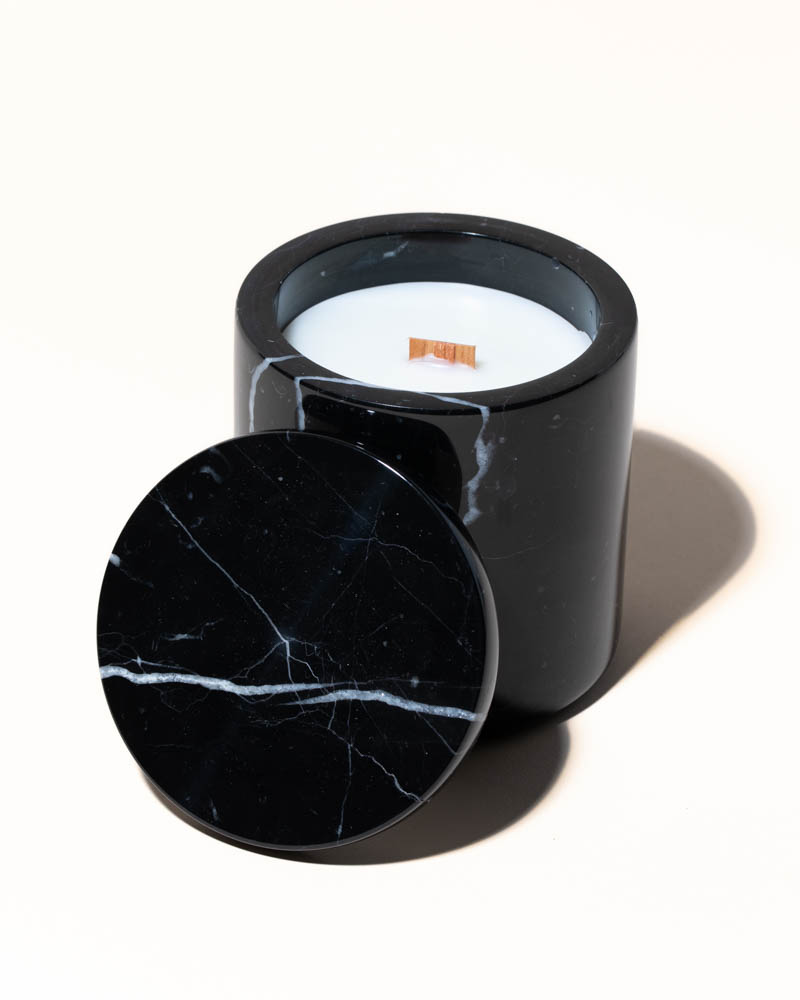 10oz marble vessel & lid - black