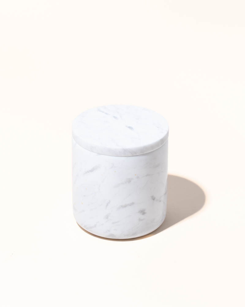 10oz marble vessel & lid - white