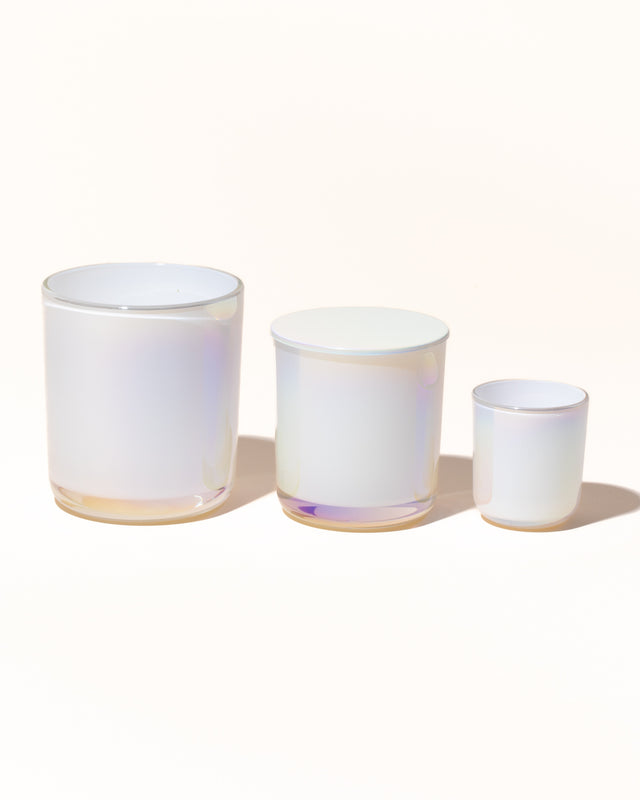 8oz aura vessel & lid - iridescent white - Makesy