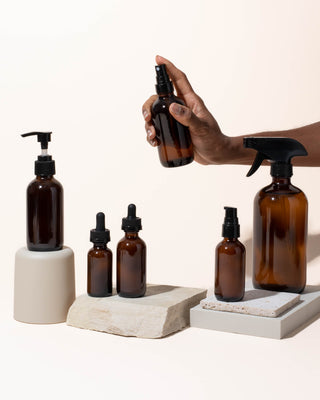 4oz / 118ml amber glass fine mist spray bottle