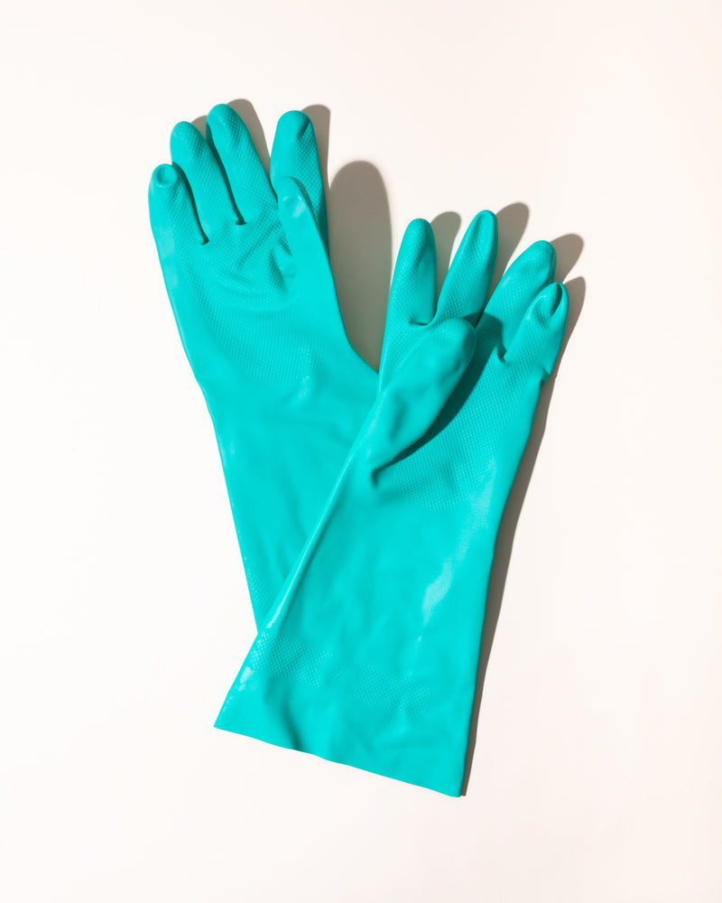 flock lined nitrile gloves-aqua - Makesy