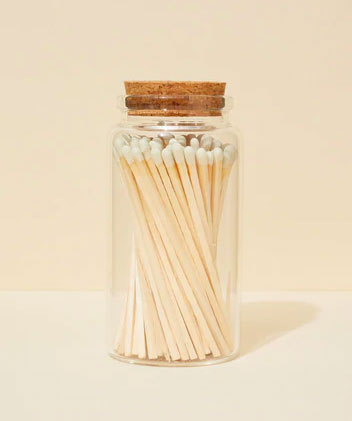 cream tip 4in wooden matches with jar - Makesy